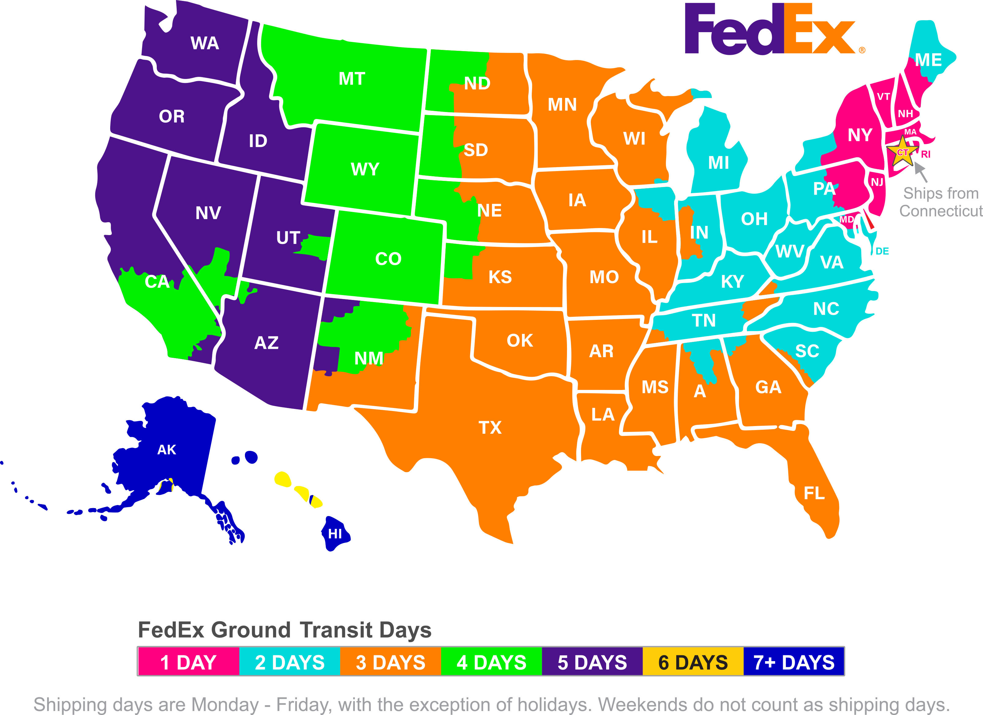 FedEx Ground Shipping Map